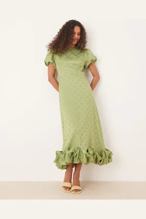 Sister Jane Puff sleeve bubble hem maxi dress in -Green