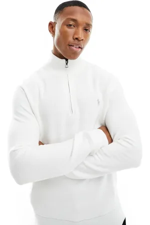 Ralph Lauren Icon logo half zip cotton knit jumper in