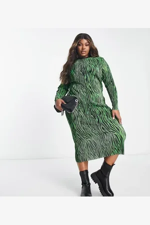 River Island Zebra plisse midi dress in