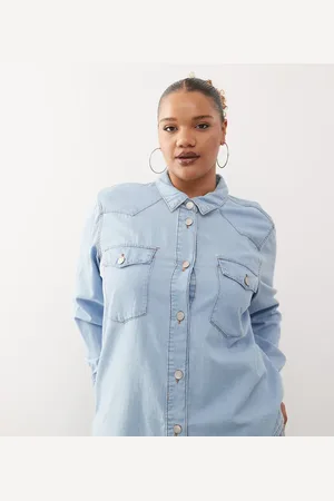 Noisy May Denim shirt in light wash blue