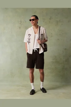 ASOS Boxy oversized shirt with embroidery in -Neutral