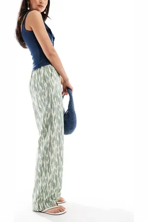 VERO MODA Easy high waisted wide leg pants in abstract green print