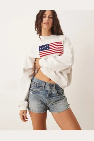 Ralph Lauren Ripped denim shorts in dark washed blue