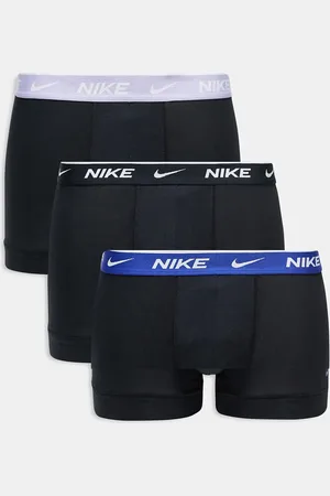 Nike Everyday Cotton Stretch 3 pack trunks in black with purple waistbands