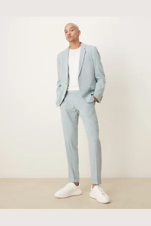 ASOS Skinny suit pants with linen in microtexture