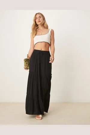 VILA Tiered boho maxi skirt in