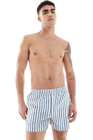 River Island Swim Shorts In Navy Stripe