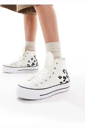 Converse Chuck Taylor All Star Lift sneakers in with leopard print detail