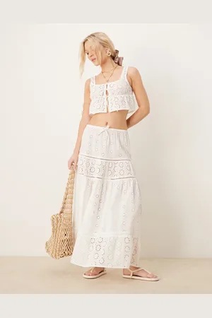 Iisla & Bird Broderie maxi tiered beach skirt in (part of a set)