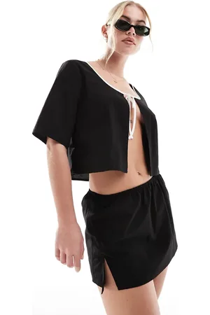 SNDYS Cotton side split mini skirt in (part of a set)