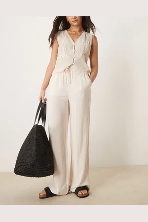 SELECTED Femme linen pants in cream-White