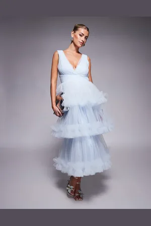 Lace & Beads Ruffle tiered midaxi dress in