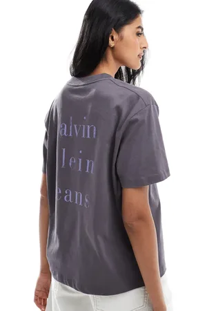 Calvin Klein Stack logo back print t-shirt in grey