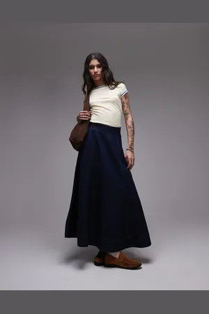 Topshop Denim full maxi skirt in raw look -Blue