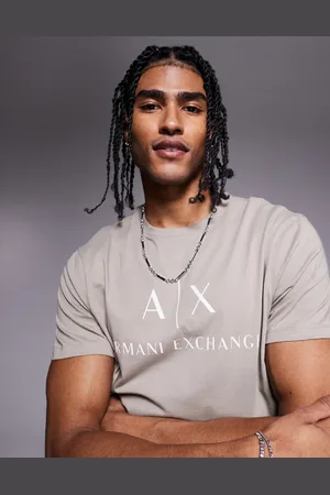 Armani Exchange Chest logo slim fit t-shirt in beige-Neutral