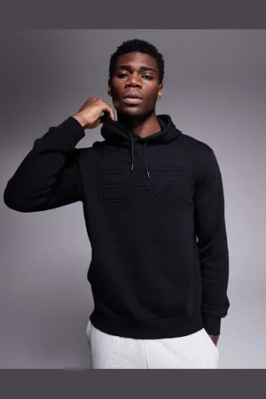 EA7 Armani embossed central logo hoodie in