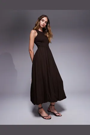 River Island Puffball linen midi dress in