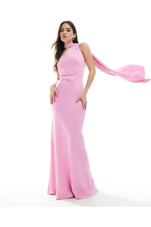 Maids to Measure Bridesmaid one shoulder scarf maxi dress in -Pink