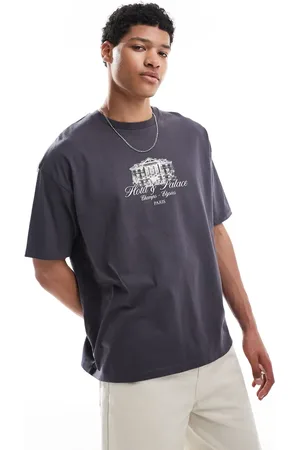 ASOS Oversized t-shirt with city graphic in charcoal-Grey