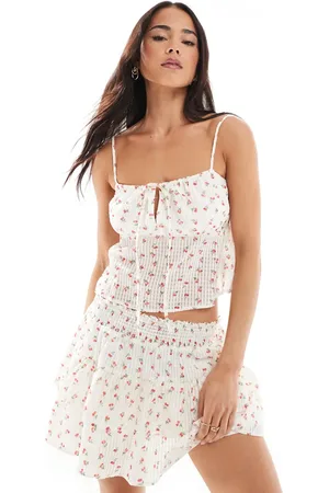 Daisy Street Gathered cami top in red cherry (part of a set)