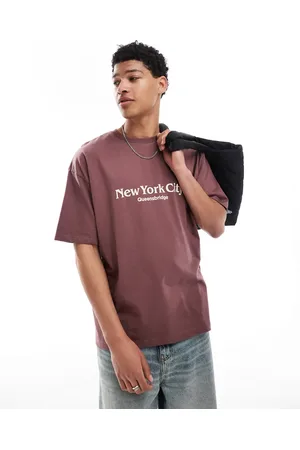 ASOS Oversized t-shirt with city graphic in brown