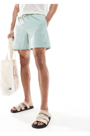 Ralph Lauren Traveler icon logo seersucker stripe swim shorts classic fit in