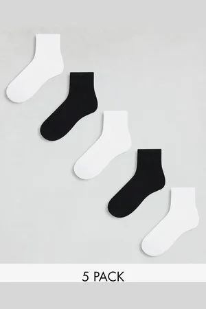 JACK & JONES 5 pack short tennis socks in & black