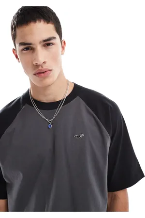 Hollister Icon logo raglan boxy t-shirt with contrast binding in cream -Neutral