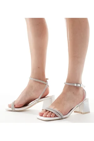 Be Mine Bridal Chaya low block heeled sandals with embellished straps in ivory-White