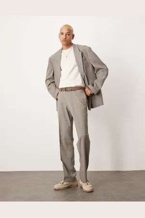 ASOS Straight leg suit pants in grey melange texture