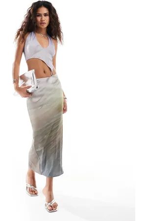 Heretic Nine Exclusive halter neck cut out dress in bloom blur with hardware detail-Multi