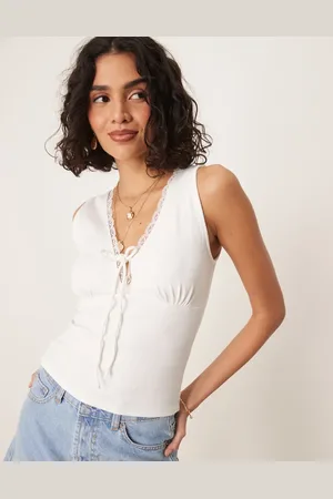 Gina Tricot Rib tie front tank top in