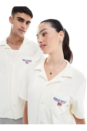 Ralph Lauren Sport capsule small logo pocket lightweight cotton terry short sleeve shirt in -White