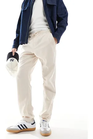 JJ Drawstring linen mix pants in beige-Neutral