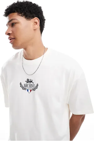 ASOS Boxy oversized t-shirt with city graphic in off white