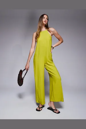 River Island Linen jumpsuit in green