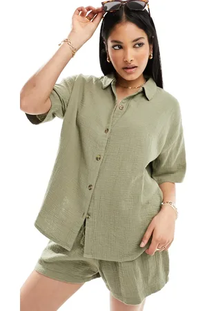 Iisla & Bird Loose fit beach shirt in (part of a set)-Green