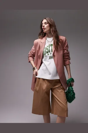 Topshop Single button tailored blazer in light pink