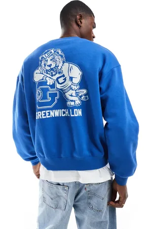 Cotton On Cotton On box fit crew neck sweat with tiger graphic in blue