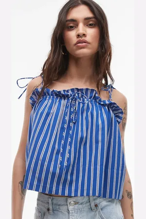 Topshop Ruched cami top in stripe
