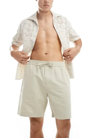 GANT Drawcord cotton linen shorts in -Neutral