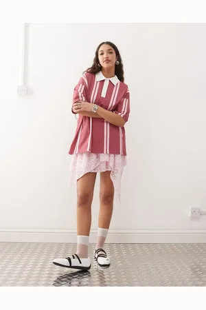 ASOS Oversized stripe rubgy top in -Pink