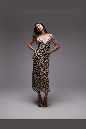Nialaya Jasmine leopard print midaxi dress in -Neutral