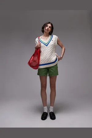 Lacoste Oversized knitted cricket vest in off
