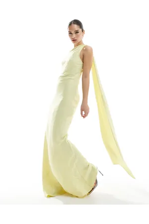 Maids to Measure Bridesmaid one shoulder scarf maxi dress in -Yellow