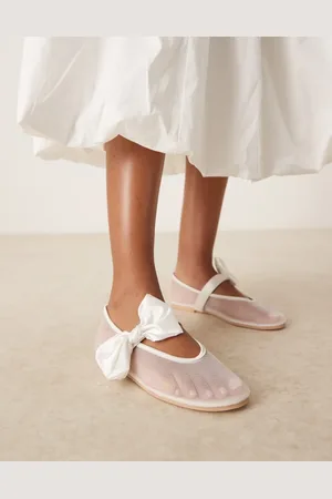 Be Mine Sally ballet shoes with bow in mesh ivory-White