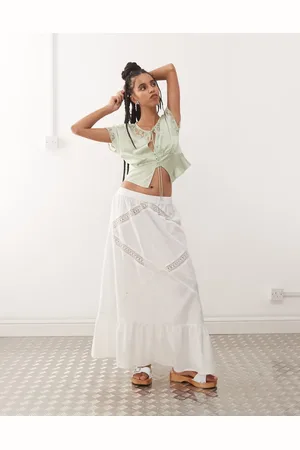 COLLUSION Western broidery maxi beach skirt in