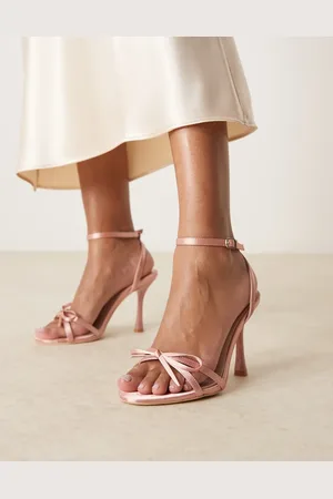 Be Mine Sharly heeled sandals with bow detail in satin blush-Pink