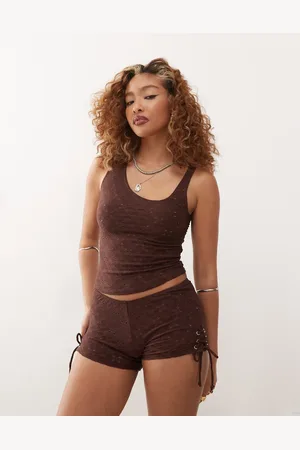 Motel Fukama stretch broderie singlet top in