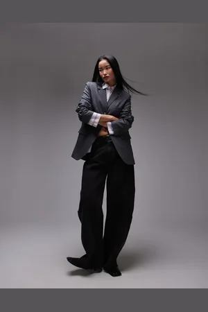 Topshop Single button tailored blazer in (part of a set)-Grey